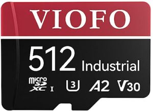 viofo 512gb industrial grade microsd card, u3 a2 v30 high speed memory card with adapter, support ultra hd 4k video recording