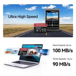 VIOFO 512GB Industrial Grade microSD Card, U3 A2 V30 High Speed Memory Card with Adapter, Support Ultra HD 4K Video Recording