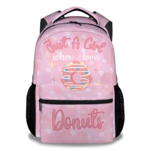 knowphst donut backpacks for girls - 16 inch cute backpack for school - pink, large capacity, durable, lightweight bookbag for kids travel