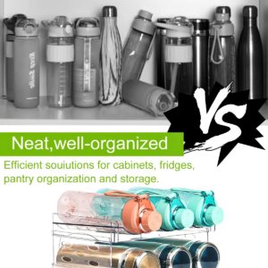 Stackable Bottle Rack Organizer for Refridgerator, Stackable Canned Food Pop Cans Container Water Tumbler for Fridge Pantry Rack Freezer, Clear Plastic Storage Bins,Holds 6-12 Long Bottles Cans Each