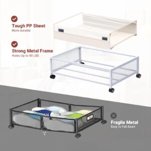 Fulpower Under Bed Storage, 2 Pack Under Bed Storage with Wheels, Large Under Bed Rolling Storage with Lid, Bedroom Storage Organizer for Clothes, Shoes,Toys, Books, Bedding, Blankets WHITE