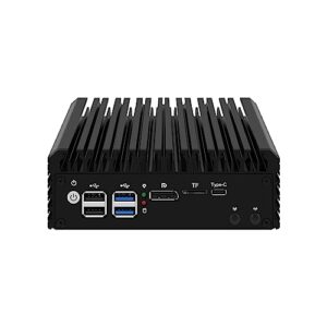 HUNSN Micro Firewall Appliance, Mini PC, VPN, Router PC, Intel Alder Lake-N 12th Gen N100, RJ42, 4 x 2.5GbE I226-V, 2 x HDMI, DP, TF, Type-C, Barebone, NO RAM, NO Storage, NO System