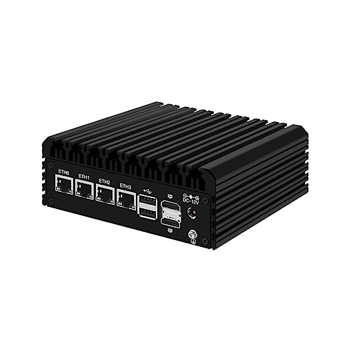 HUNSN Micro Firewall Appliance, Mini PC, VPN, Router PC, Intel Alder Lake-N 12th Gen N100, RJ42, 4 x 2.5GbE I226-V, 2 x HDMI, DP, TF, Type-C, Barebone, NO RAM, NO Storage, NO System