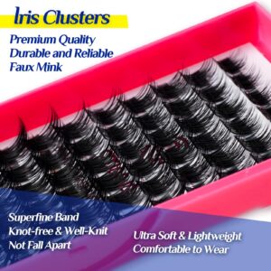 Lash Clusters 90PCS Individual Lashes, D Curl Lash Extension Clusters Lashes Wispy Natural Look, DIY Eyelash Clusters Volume Look Like Eyelash Extensions DIY at Home by STHANA- IRIS, 9-16mm Mixed