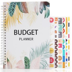 ehwine monthly budget planner - expense tracker notebook, 12 month budget book, undated bill tracker & finance planner to manage your money, with stickers and inner pocket, a5 size