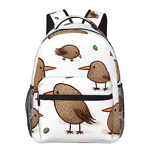 Kiwi Birds Cute Printed Laptop Backpack Lightweight Travel Daypack Ergonomic Backpacks For Work Outdoor Sports