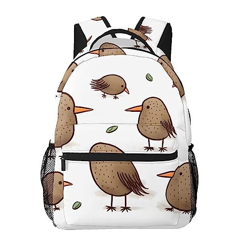 Kiwi Birds Cute Printed Laptop Backpack Lightweight Travel Daypack Ergonomic Backpacks For Work Outdoor Sports