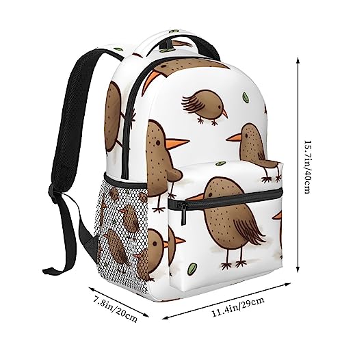 Kiwi Birds Cute Printed Laptop Backpack Lightweight Travel Daypack Ergonomic Backpacks For Work Outdoor Sports