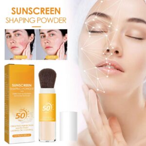 Sunscreen Setting Powder SPF 50 Loose Powder with Brush Natural Mineral Makeup Setting Powder Translucent 0.28 oz for All Skin-2PC