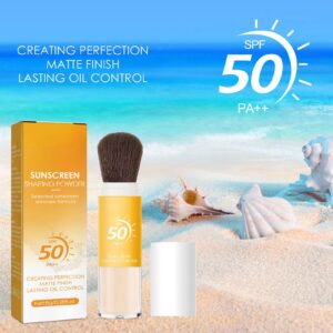 Sunscreen Setting Powder SPF 50 Loose Powder with Brush Natural Mineral Makeup Setting Powder Translucent 0.28 oz for All Skin-2PC