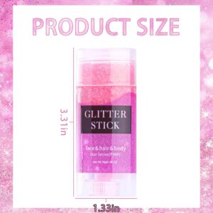 LemonSac Pink Body Glitter Stick, Singer Concerts Glitter Gel, Holographic Mermaid Sequins Chunky Glitter, Music Festival Rave Glitter Makeup for Body, Face, Hair and Lip, 0.56oz (01# Pink Glitter)