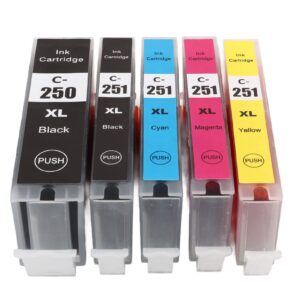 ink cartridge, multi colors ink cartridge replacement inkjet cartridges printer accessories printing photos, test papers, inkjet printer ink (bk bk c m y 5 colors)