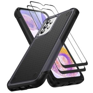 jeylly for samsung galaxy a23/a32 5g/a13 5g 4g, a04/a04s case with screen protector, 3 in 1 full body rugged hybrid hard pc soft silicone bumper heavy duty shockproof non slip protective cover, gray