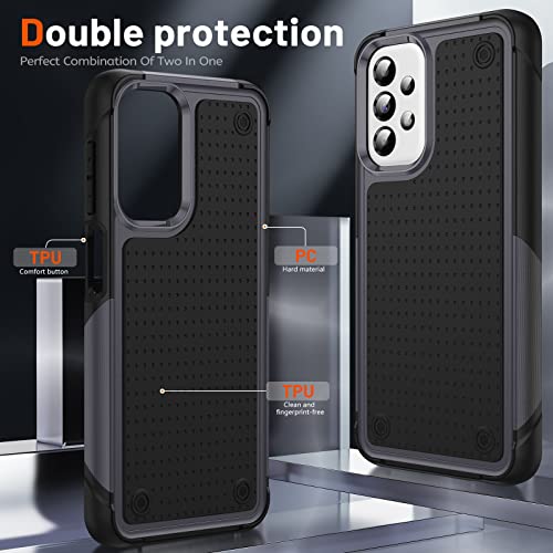 Jeylly for Samsung Galaxy A23/A32 5G/A13 5G 4G, A04/A04S Case with Screen Protector, 3 in 1 Full Body Rugged Hybrid Hard PC Soft Silicone Bumper Heavy Duty Shockproof Non Slip Protective Cover, Gray