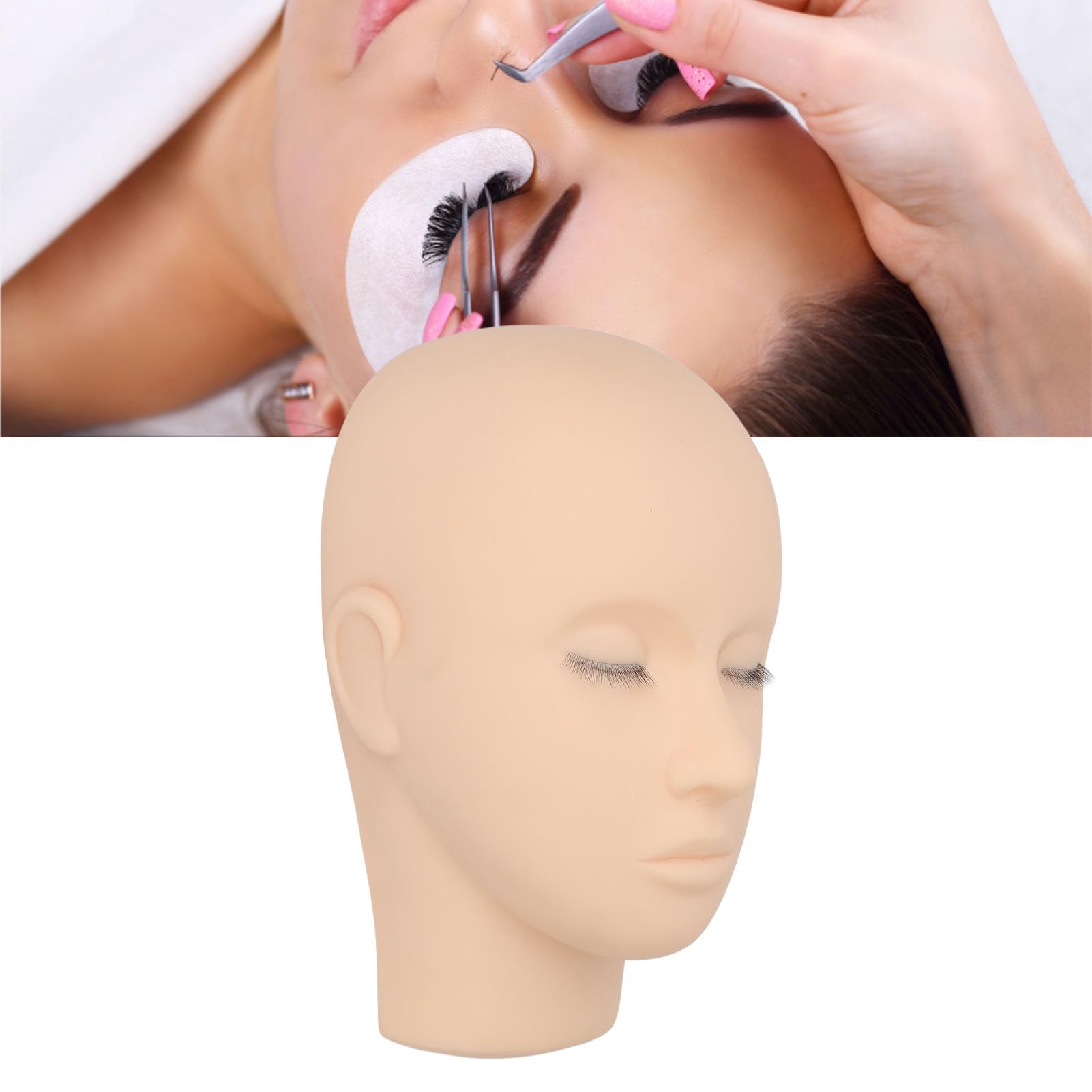 Eyelash Mannequin Head, Eyelash Extension Mannequin Head, 3 Layers Makeup Rubber Practice Head, Doll Head for Eyelash Extension