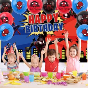 Spider Party Supplies, Spider Birthday Decorations Including Foil Balloons, Latex Balloons and Backdrop