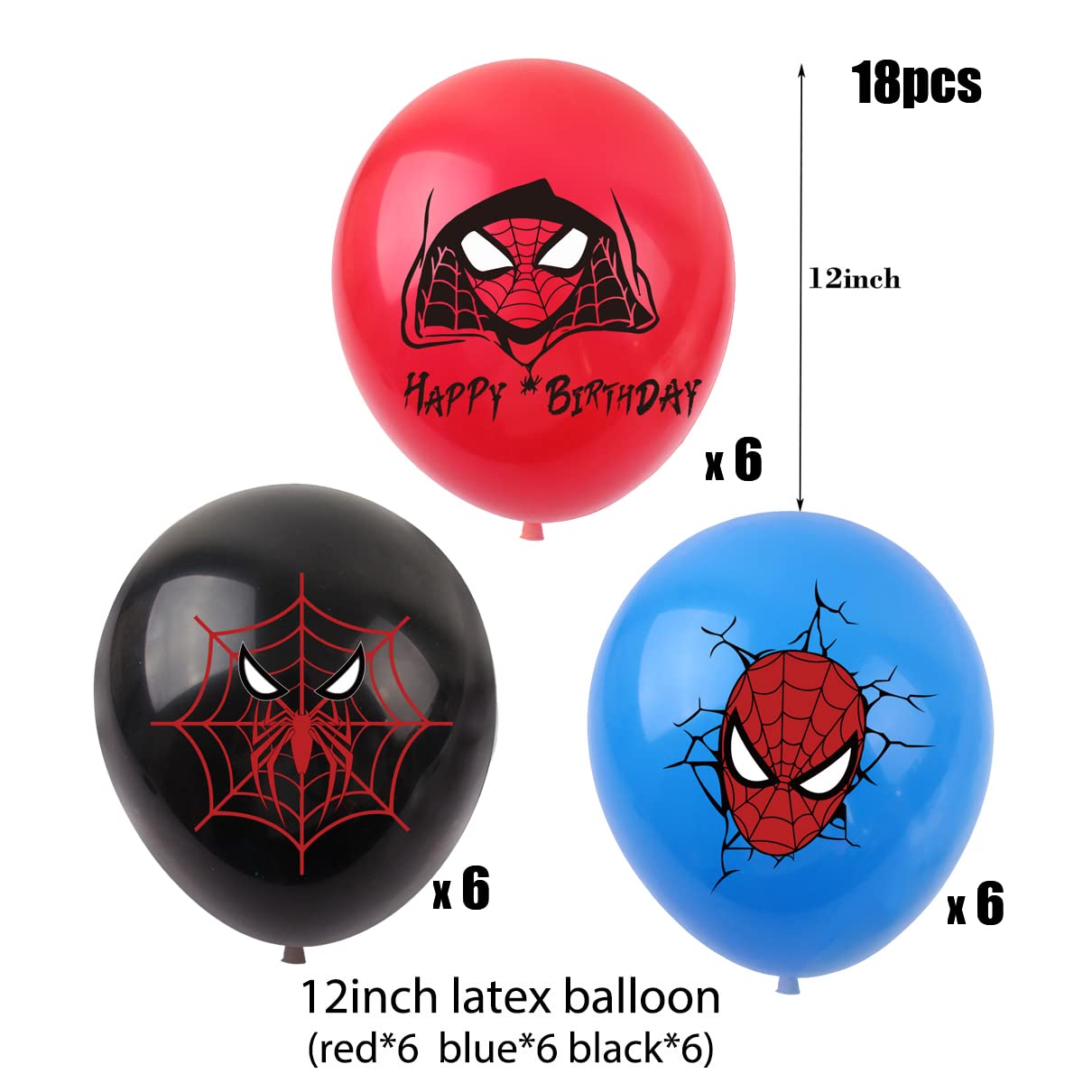 Spider Party Supplies, Spider Birthday Decorations Including Foil Balloons, Latex Balloons and Backdrop