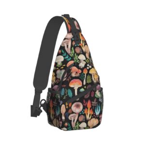 kawoeew mushroom sling bag,mushroom gifts crossbody bag for women men backpack travel hiking shoulder chest bag daypack mushroom stuff decor
