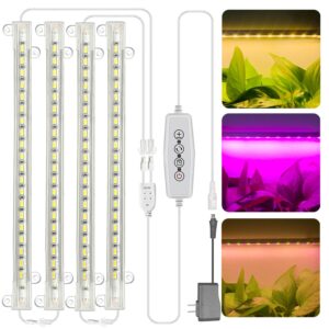 grow light for indoor plants abonnyc 96 leds plant grow light strips 10 inch warm white light & red light full spectrum with auto on/off timer sunlike small grow lamp for hydroponics succulent, 4 bars