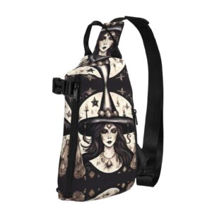 pixole magic witch witchcraft bohemian printed sling crossbody backpack shoulder bag for men women,for outdoor walking travel