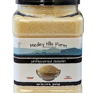 Unflavored Gelatin by Medley hills farm 1.25 lbs. in Reusable Container - Gelatin powder unflavored thickening agent. Made in USA.