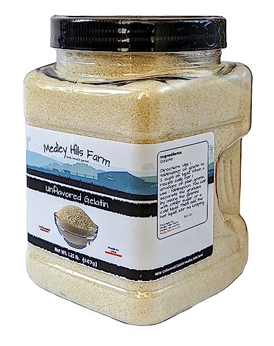 Unflavored Gelatin by Medley hills farm 1.25 lbs. in Reusable Container - Gelatin powder unflavored thickening agent. Made in USA.