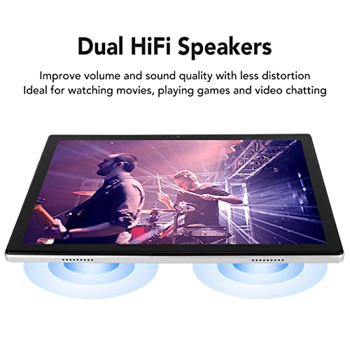 fannay HD Tablet, Office Tablet 10.1in FHD Dual Camera 8GB RAM 256GB ROM Aluminum Alloy with Keyboard for Family (US Plug)