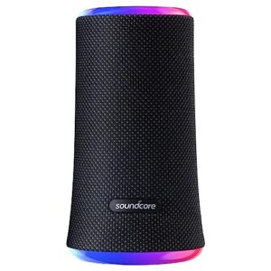 soundcore flare 2 (20w, 12-hour playtime) wireless portable ipx7 waterproof bluetooth speaker, 360° immersive sound, music driven lightshow, partycast (connect up to 100 speakers) black (a3165)