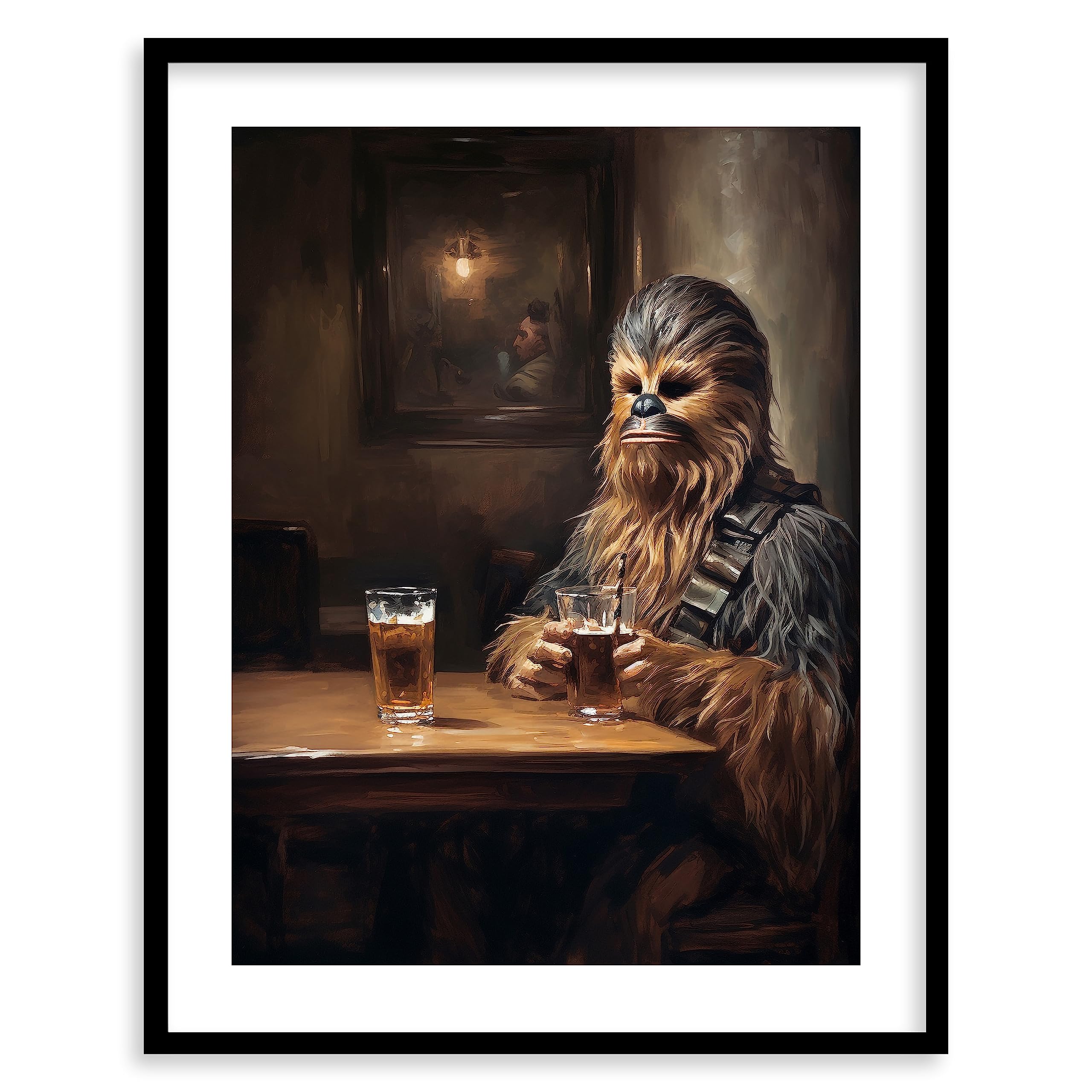 Star Wars Bar Art Prints - Premium Giclee Fine Art Print - Aesthetic Man Cave Wall Décor, Bourbon Whiskey Print Poster for Bar and Home Decor, Ready to Frame