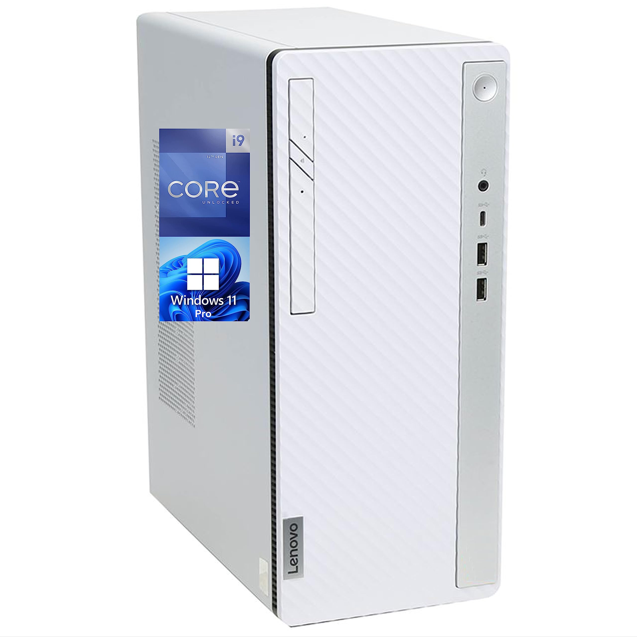 Lenovo IdeaCentre 5 Desktop, i9-12900K, 64GB RAM, 4TB NVMe SSD, HDMI, VGA, Wi-Fi, Bluetooth, USB C, Windows 11 Pro, white