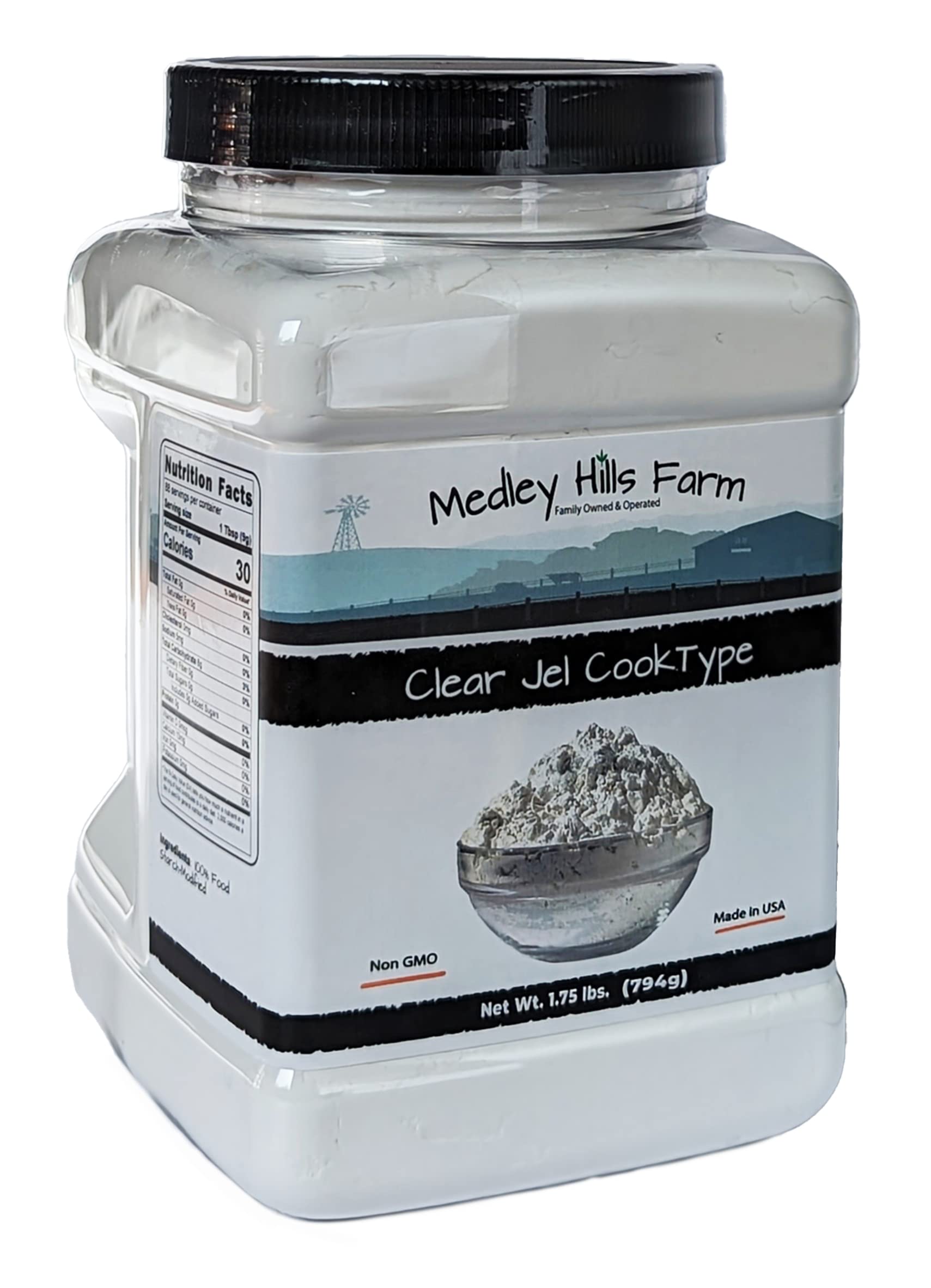 Clear Jel by Medley hills farm 1.75 Lbs. in Reusable Container - Great Clear Jel for canning Pie Filling - Gluten-Free - Non-GMO Clear Gel - Made in USA