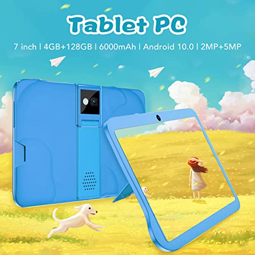 Pssopp Reading Tablet, 7 Inch Tablet Octa Core CPU 4GB RAM 128GB ROM HD IPS Screen Dual Camera Blue (Blue)