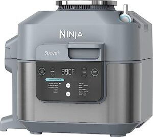 ninja sf301 speedi rapid cooker & air fryer, 6-quart capacity, 12-in-1 functions to steam, bake, roast, sear, sauté, slow cook, sous vide & more, 15-minute speedi meals all in one pot, sea salt gray