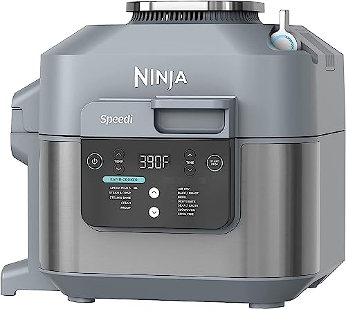 Ninja SF301 Speedi Rapid Cooker & Air Fryer, 6-Quart Capacity, 12-in-1 Functions to Steam, Bake, Roast, Sear, Sauté, Slow Cook, Sous Vide & More, 15-Minute Speedi Meals All In One Pot, Sea Salt Gray