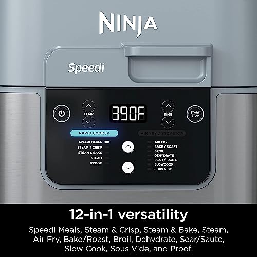 Ninja SF301 Speedi Rapid Cooker & Air Fryer, 6-Quart Capacity, 12-in-1 Functions to Steam, Bake, Roast, Sear, Sauté, Slow Cook, Sous Vide & More, 15-Minute Speedi Meals All In One Pot, Sea Salt Gray