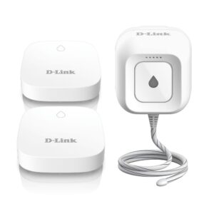 d-link wi-fi water leak sensor and alarm starter kit w/ 2 add-on units, whole home system with app notification, ac powered, no hub required (dch-s1622kt),white