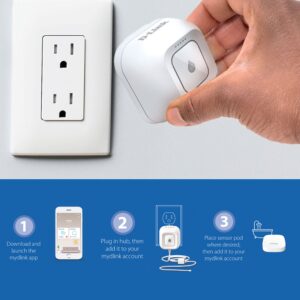 D-Link Wi-Fi Water Leak Sensor and Alarm Starter Kit w/ 2 Add-on Units, Whole Home System with App Notification, AC Powered, No Hub Required (DCH-S1622KT),White