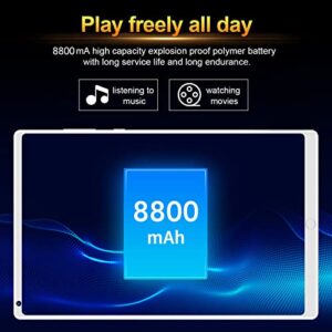 for Android10 Tablet 8 Inch, 4GB Storage Tablets PC, MT6592 Octa Core CPU 1920x1200 IPS Dual Camera Tablets, Support Dual Band WiFi, SIM Card (US Plug)