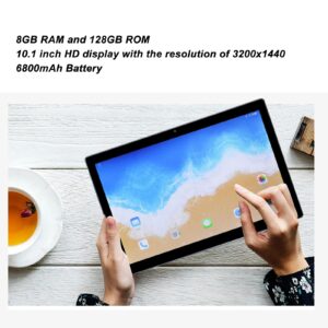 WiFi Tablet, 10.1 Inch Tablet Octa Core Processor 3200x1440 Dual SIM Dual Standby for Work (US Plug)