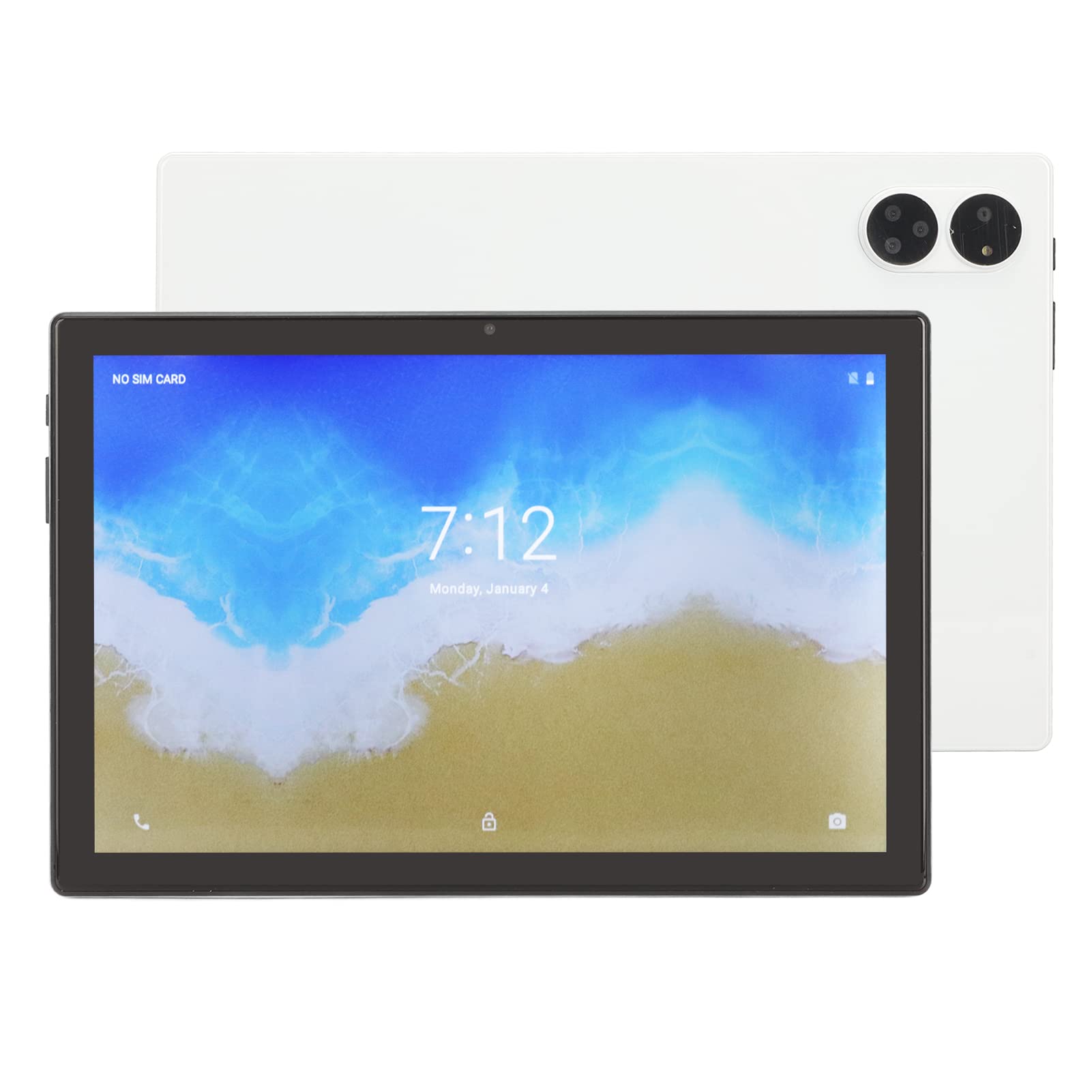 10.1 Inch HD Tablet, 5800mAh White Dual SIM Dual Standby 100‑240V Octa Core Phone Call Tablet for Entertainment for Android 12 (US Plug)