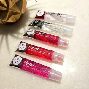 5 Pack Variety Set of Nicka K Lip Gels With Viatmin E - Clear, Rosehip, Strawberry, Cherry, and Bubble Gum Hydrating Lip Glosses