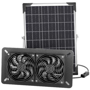 voltset solar powered fan, 15w pro solar panel ip65 waterproof with solar exhaust fan for greenhouse, shed, chicken coop, pet houses, outside