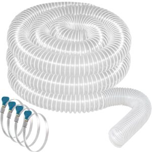 pvc dust collection hose 2 1/2" x 20', flexible heavy pvc fume collection hose with carbon steel wire coil, puncture resistant clear pvc dust collection hose for dust collection systems