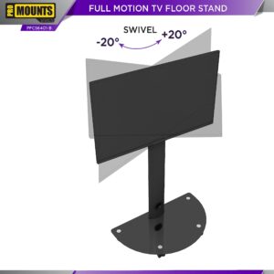 ProMounts Mobile TV Stand for 32" to 72" LCD LED Flat/Curved Panel TVs, ± 20° Swivel TV Cart Holds Up to 88lbs, Portable TV Stand with Max Vesa 600x400mm, TV Rolling Stand for Office/Home (Black)