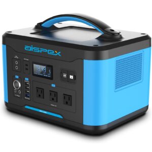portable power station 1408wh, aispex solar generator with jumper starter, 110v/1500w pure sine wave ac outlet, pd 100w, lifepo4 battery power stations for home backup rv/van camping travel emergency
