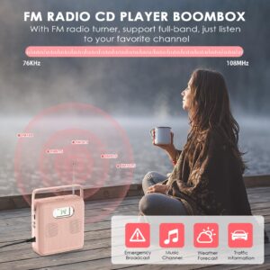 Gueray Portable CD Player, Bluetooth CD Player with Speakers Handle Design, CD Boombox for Home FM Radio CD Player with LCD Display for Kids Support USB AUX Playback Headphone Jack