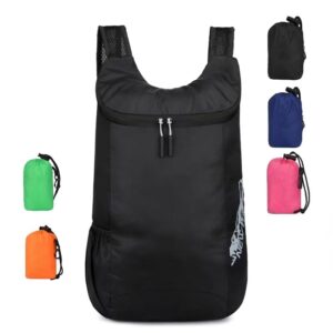 zalhin 20l water resistant hiking daypack lightweight packable backpack for travel camping outdoor (black)