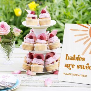 Babies are Sweet Take a Treat Sign Baby Shower Sign-8×11 Inches, Here Comes The Sun Wooden Game Sign, Gender Neutral Tabletop Decor for Gender Reveal Party, Baby Shower Decoration-LA34