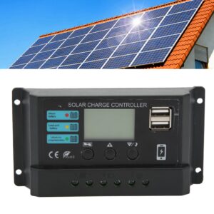 yyqtgg pv charging controller, 12v 24v less interference 5v 3a usb output solar panel controller for lithium battery(30a)solar charger controller intelligent regulator
