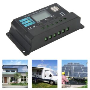 YYQTGG PV Charging Controller, 12V 24V Less Interference 5V 3A USB Output Solar Panel Controller for Lithium Battery(30A)Solar Charger Controller Intelligent Regulator